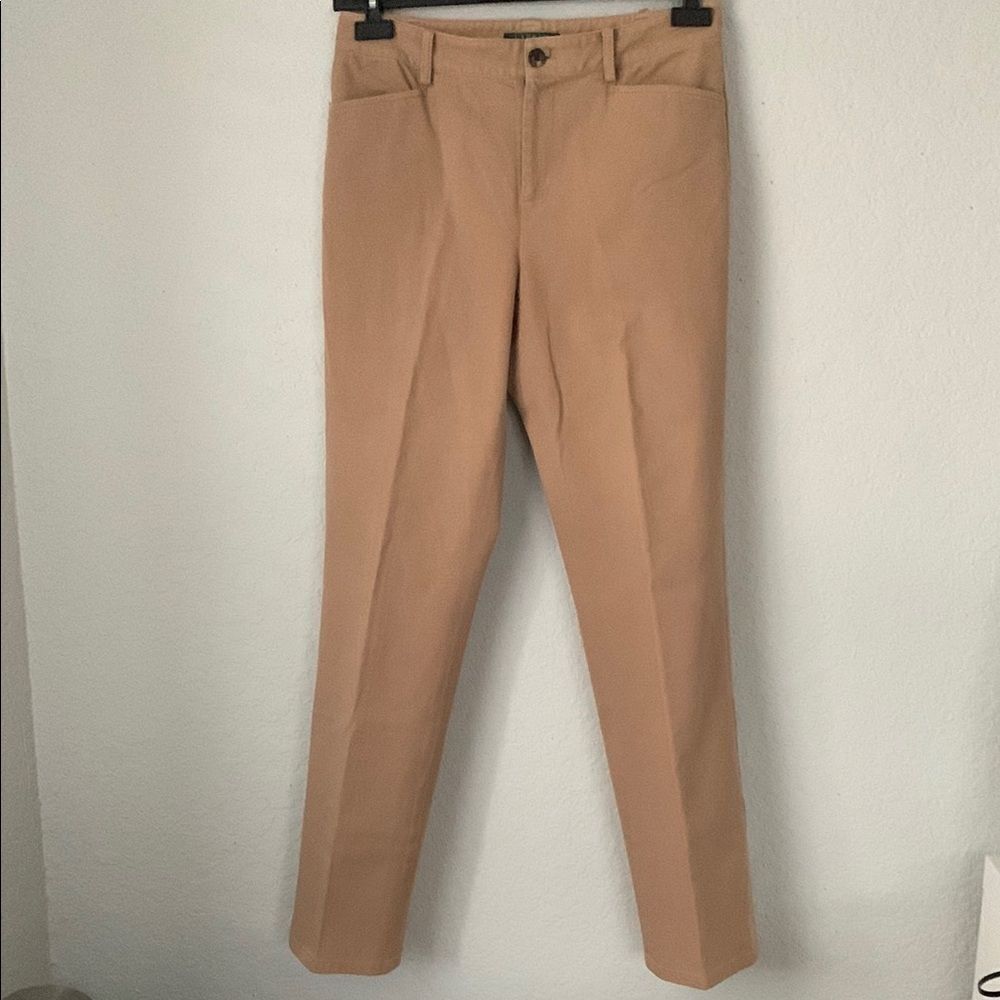 Ralph Lauren Tan Chinos Classic Straight-Leg Stretch Women Pants Size 4